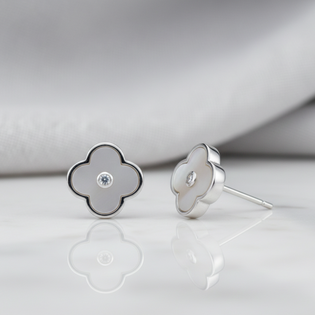 Quatrefoil Silver Earrings