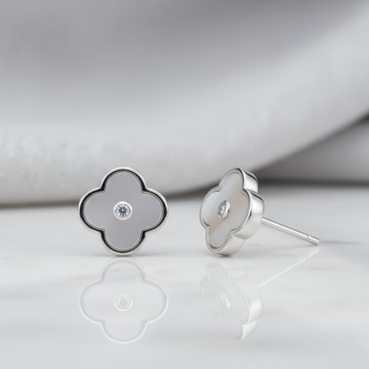 Quatrefoil Silver Earrings