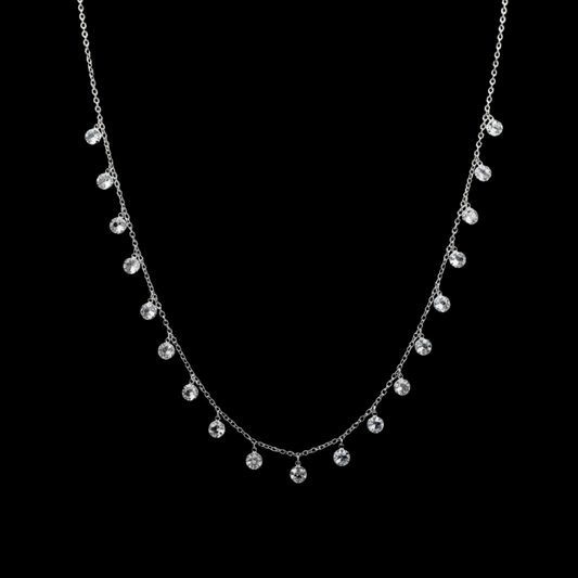 Rhinestone Charm Silver Necklace