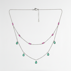 Ruby & Emerald Duet Necklace Set