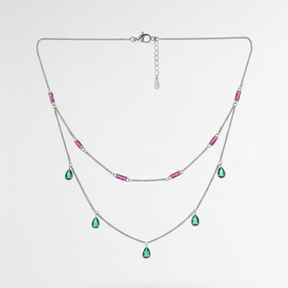 Ruby & Emerald Duet Necklace Set