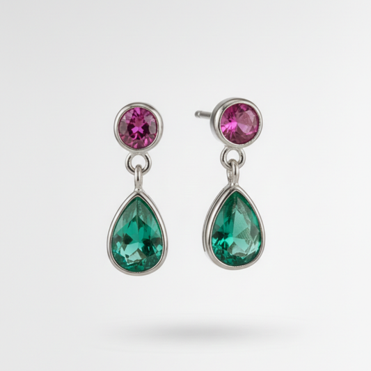 Ruby & Emerald Duet Necklace Set