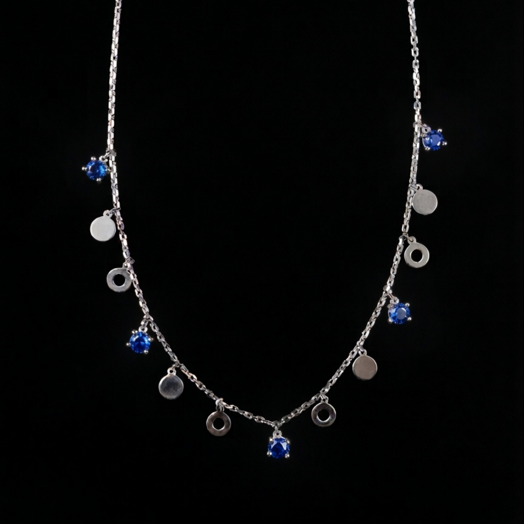 Sapphire Ripple Silver Necklace