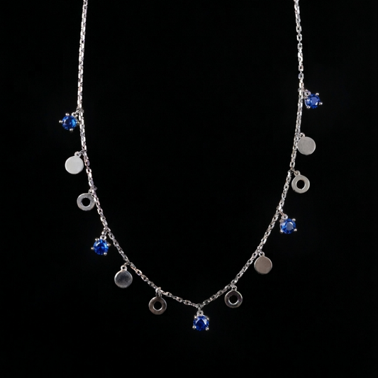 Sapphire Ripple Silver Necklace
