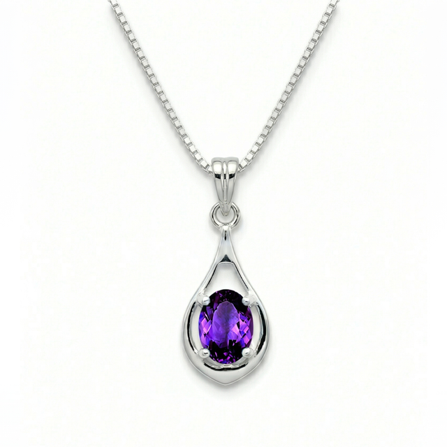 The Dew Amethyst Pendant in 925 sterling silver
