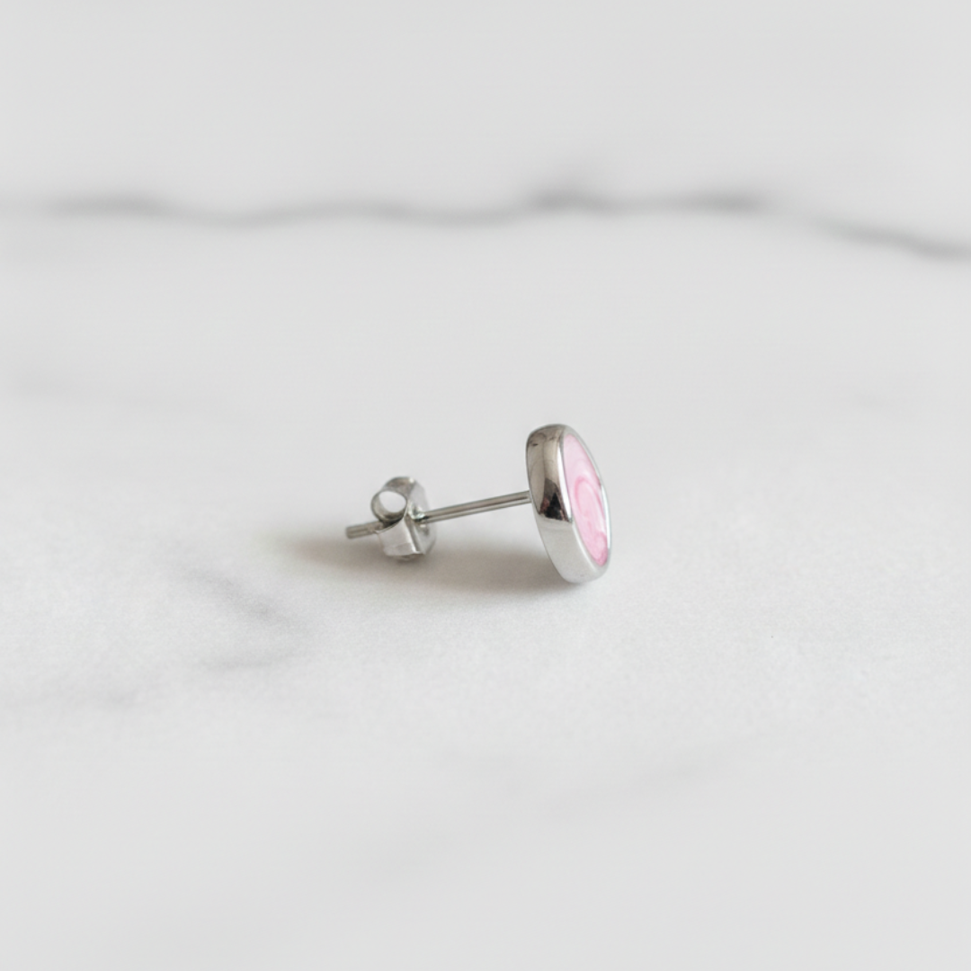 Pink Swirl Silver Earrings