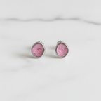 Pink Swirl Silver Earrings