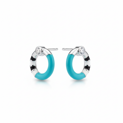 Turqoise Hoop Silver Earrings