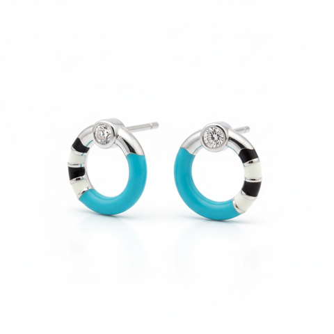 Turquoise Hoop Silver Earrings in 925 sterling silver