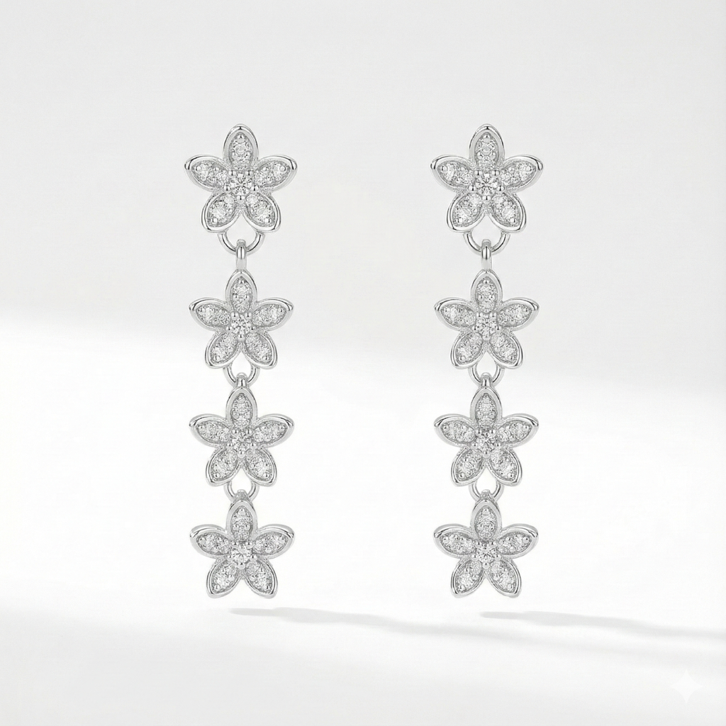 Wild Flower Blossom Silver Pendant Set