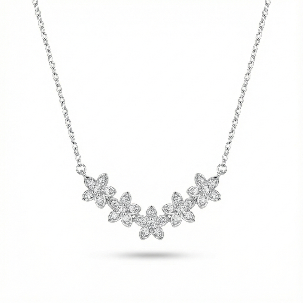 Wild Flower Blossom Silver Pendant Set