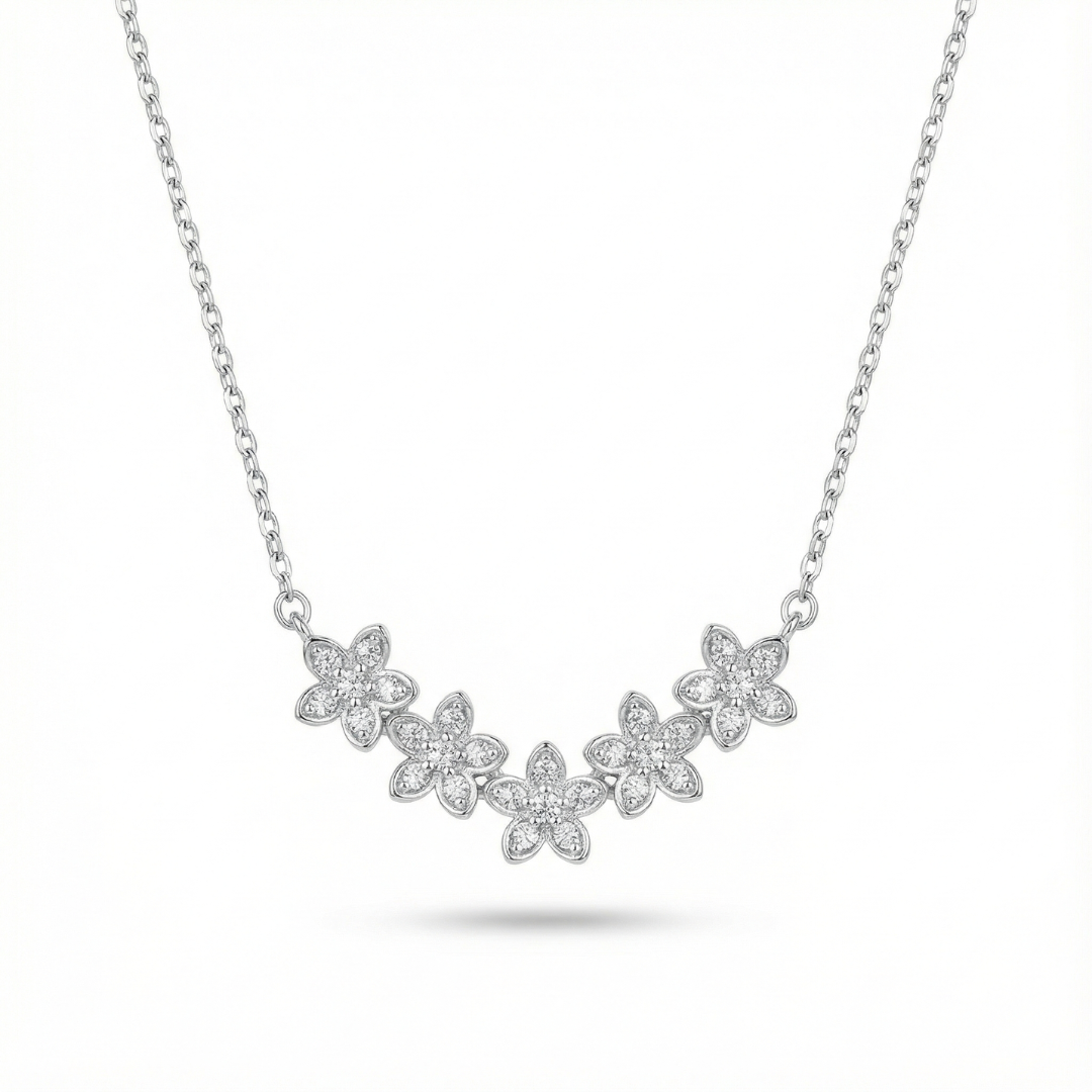 Wild Flower Blossom Silver Pendant Set