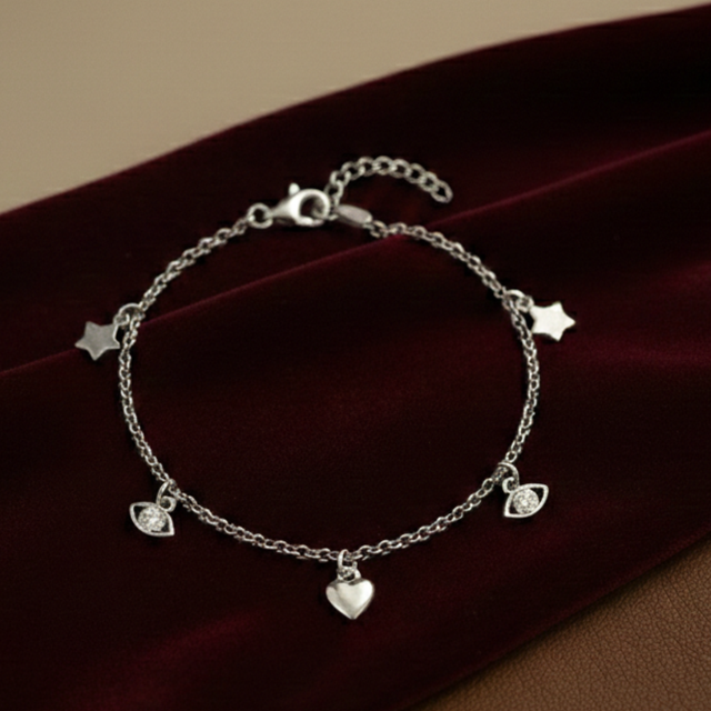 Charms Silver Bracelet in 925 sterling silver