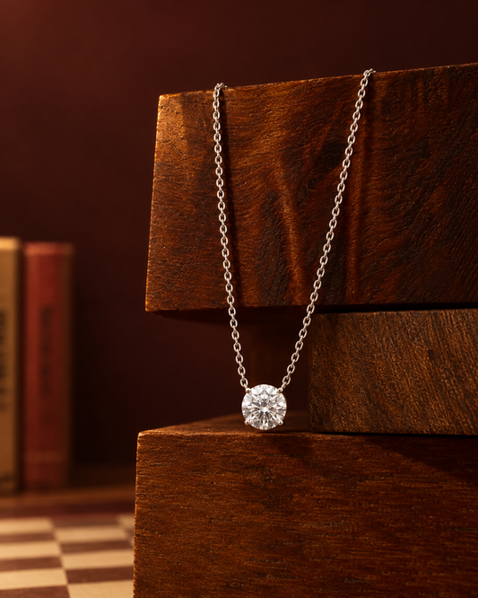 Signature Solitaire Silver Pendant