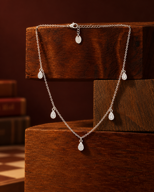 Raindrop Crystal Silver Necklace