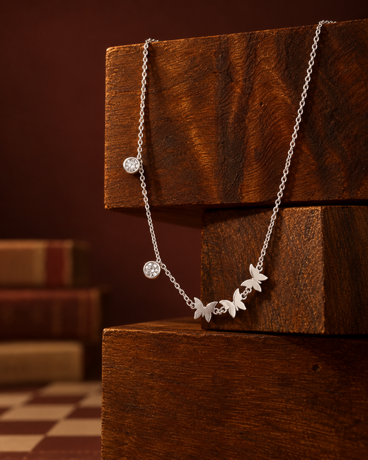 Butterfly Charm Silver Necklace