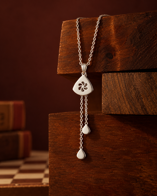 Mandala Silver Drop Pendant