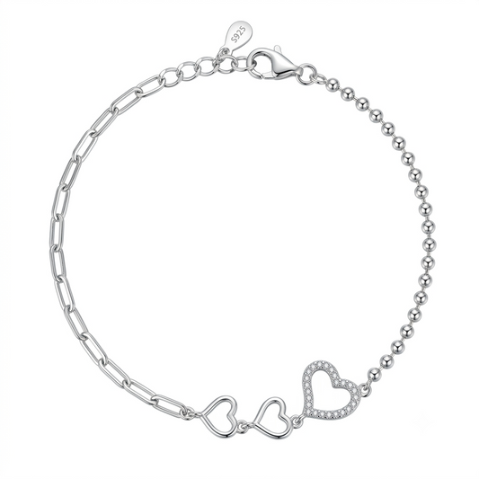 Heart Link Silver Bracelet