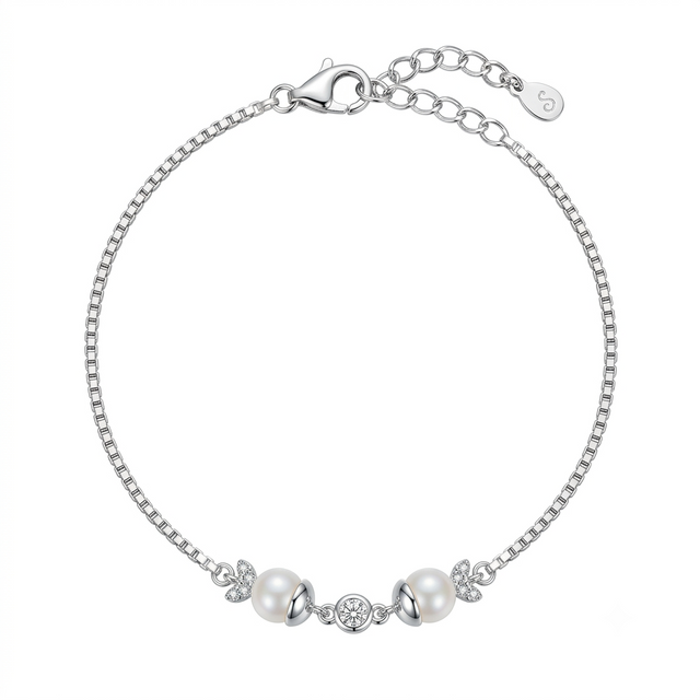 Twin Pearl Silver Bracelet