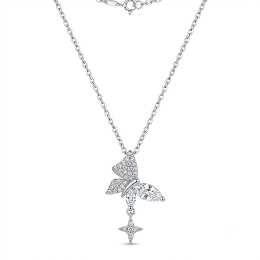 Butterfly Star Silver Necklace