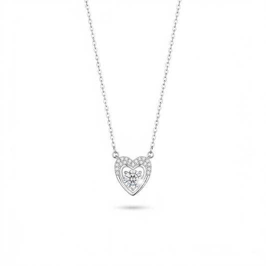 Halo Heart Silver Necklace