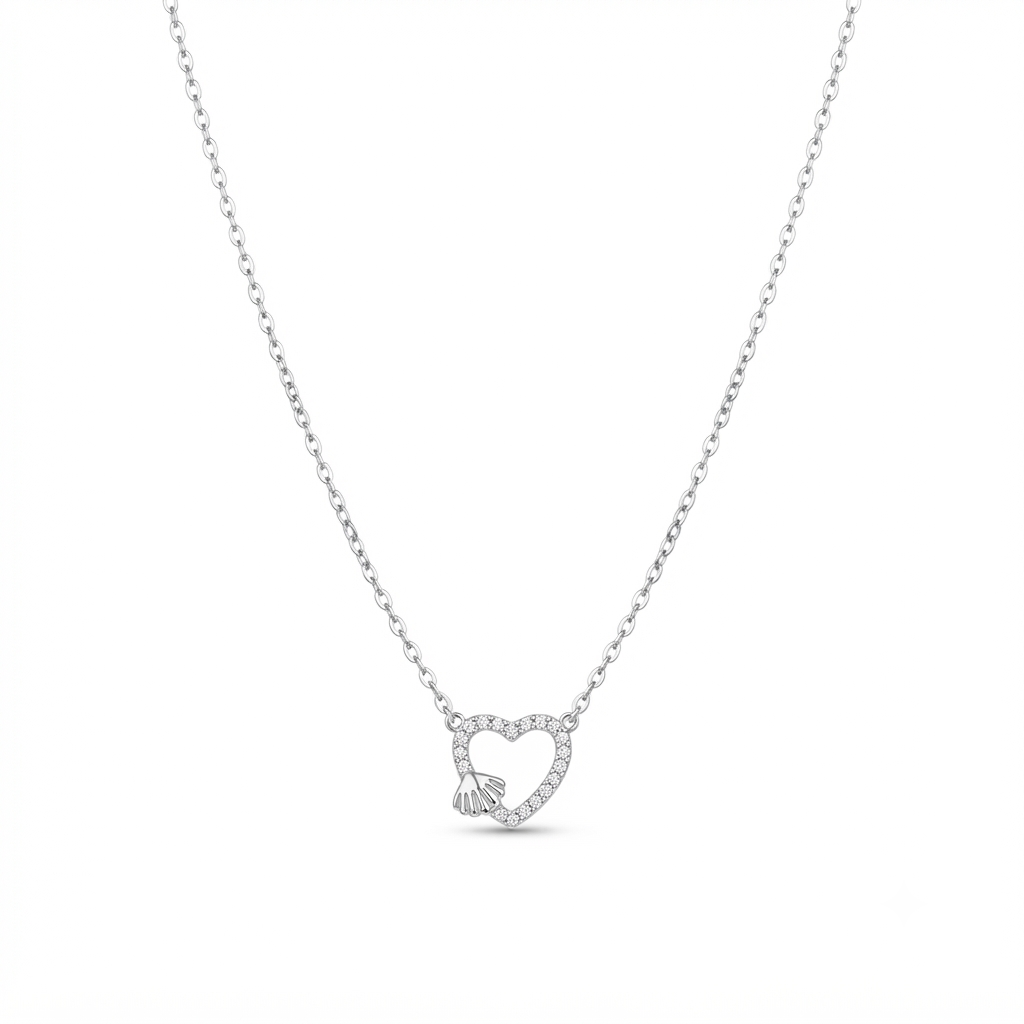 Heart Outline Silver Necklace