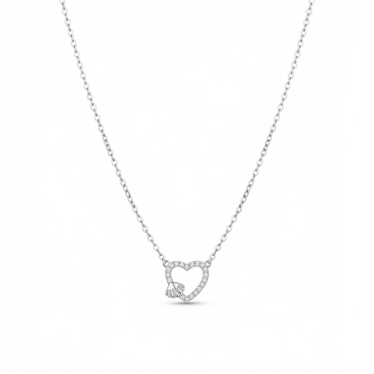 Heart Outline Silver Necklace
