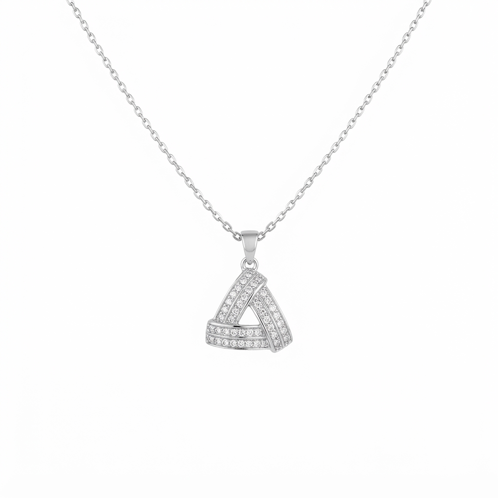 Pave Triangle Silver Necklace