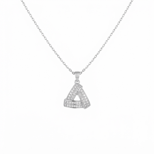Pave Triangle Silver Necklace