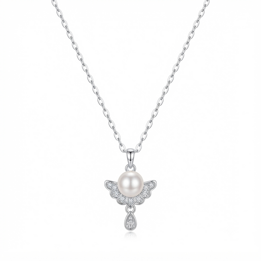Pearl Angel Silver Necklace
