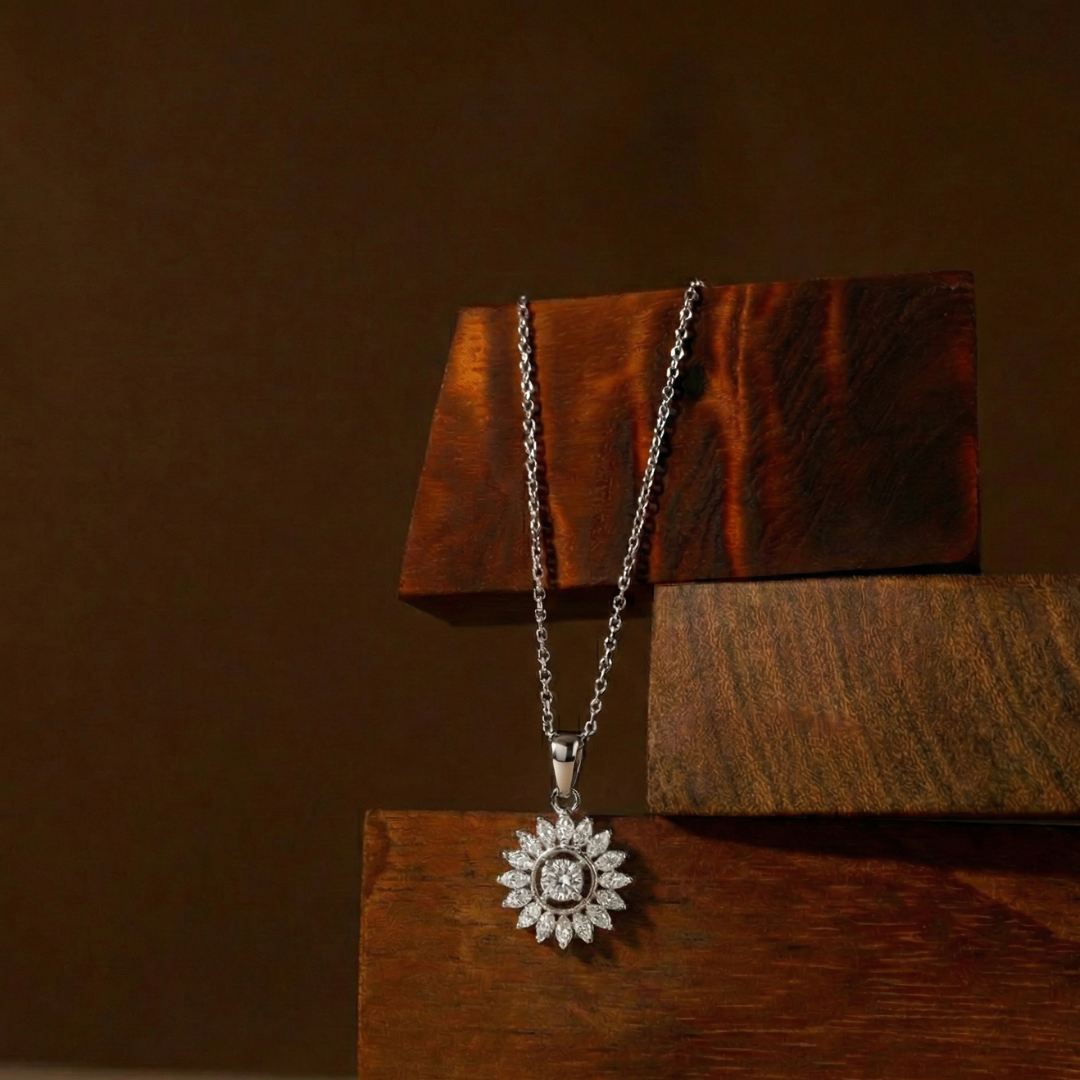 Sunflower Silver Pendant