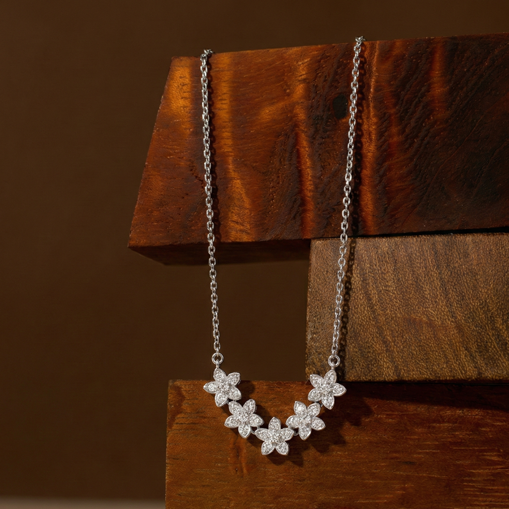 Wild Flower Blossom Silver Pendant Set